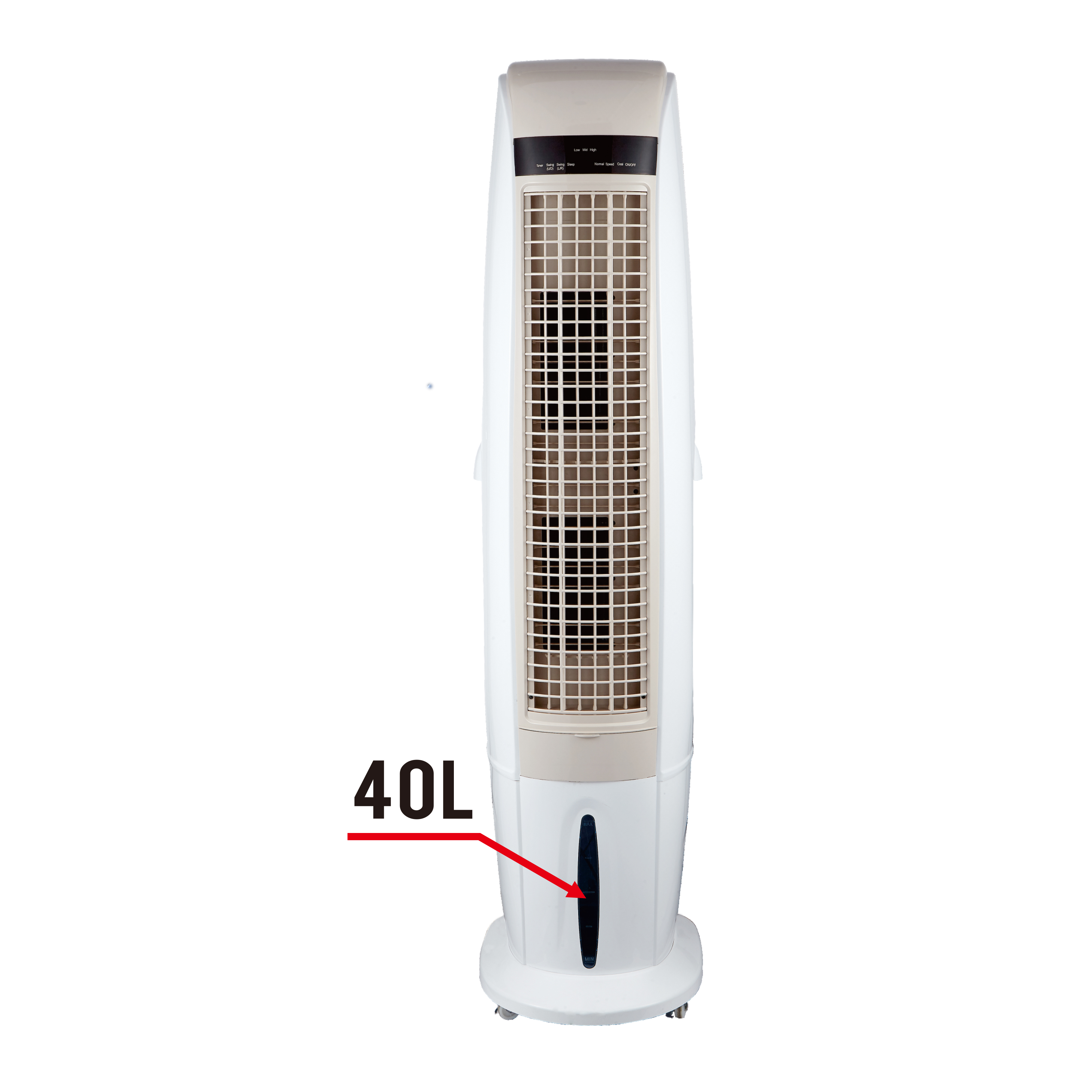 Puissant refroidisseur d'air commercial par évaporation avec réservoir de 30 L et télécommande.